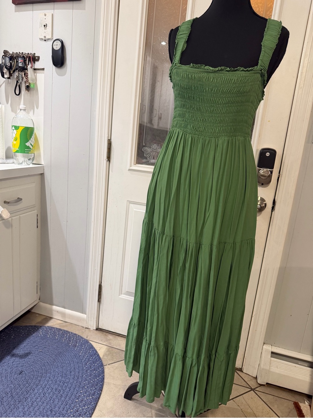 Wishlist Olive Green Smocked Maxi Dress